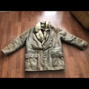 Mens Vintage Mustang Leather Winter Fur Coat